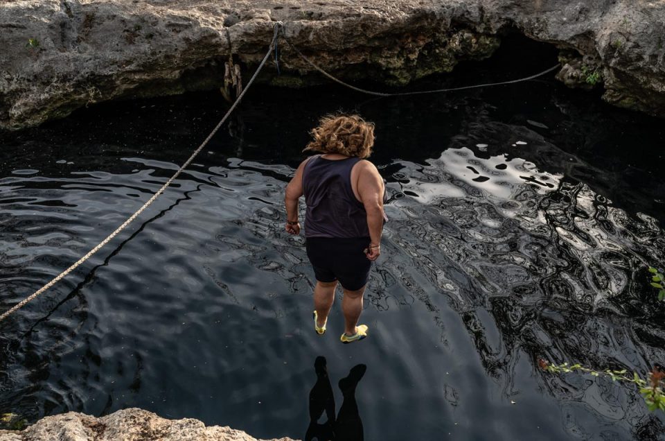 Floating woman in world without weddings