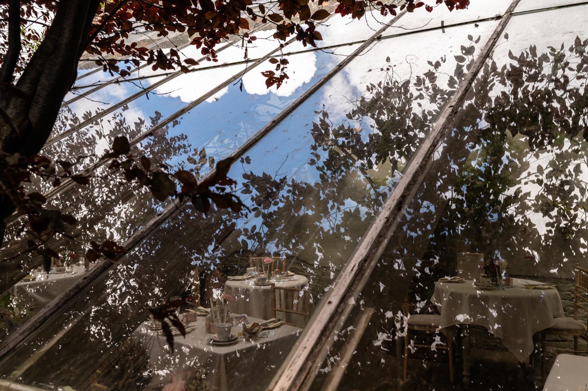 The Glass house at the secret garden wedding venue in Kent