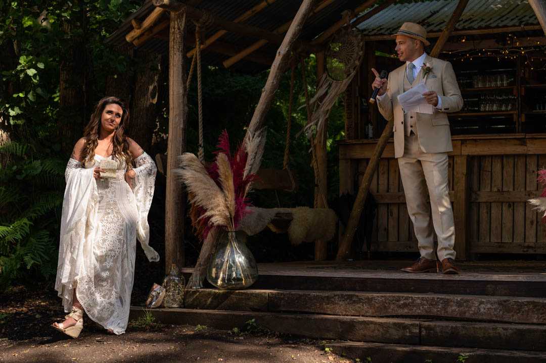 Photograph of Laurence giving his wedidng speech at The Wilderness Wedding Venue