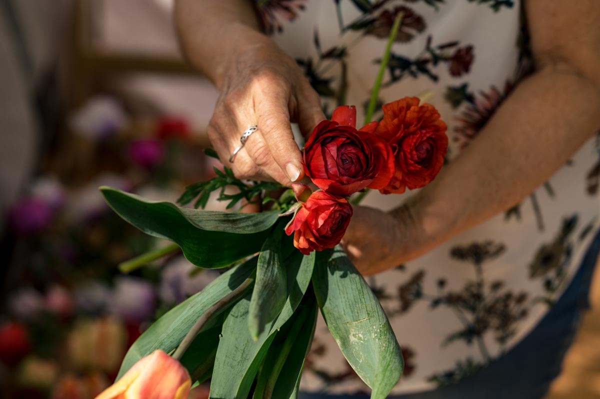 Day in the Life photography for business spring photoshoot with woodchurch cottage flowers