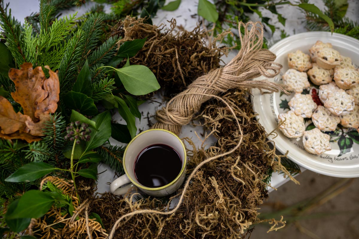 Photograph of eco friendly products fro wreath making during Day in the Life photoshoot for business