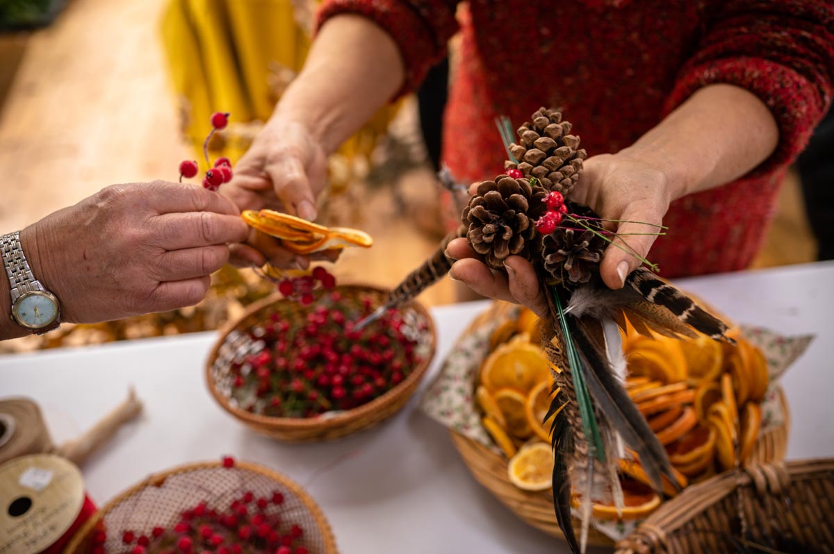 Day in the life photography for business. Photos of materials used for wreath making