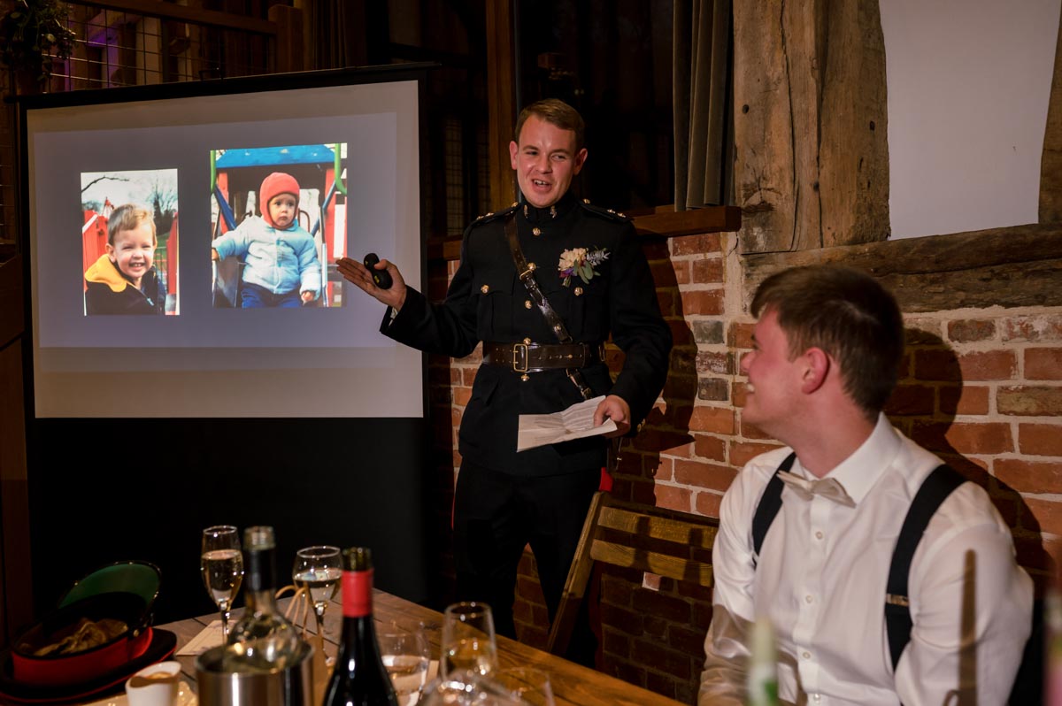 Best man speech at the Oak barn, Frame Farm wedding