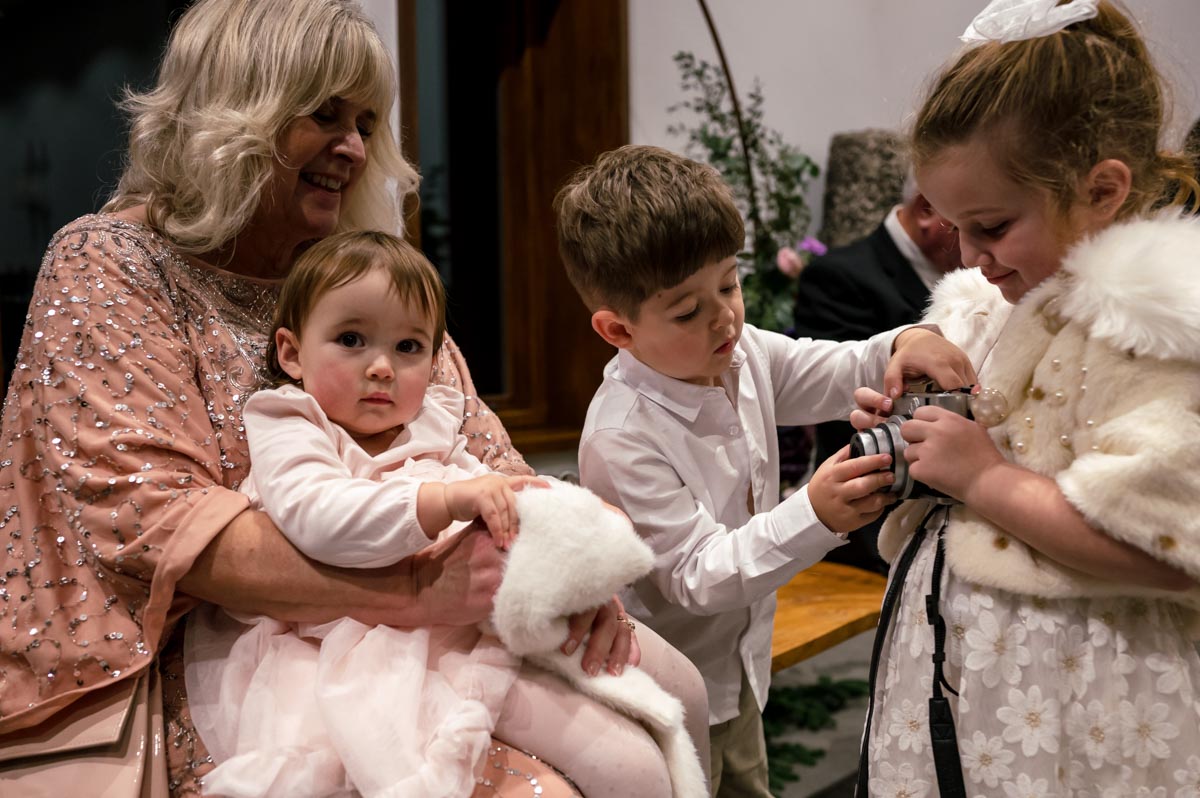 Children photographed at Will and Sophias wedding at The Oak barn, Frame farm, Kent