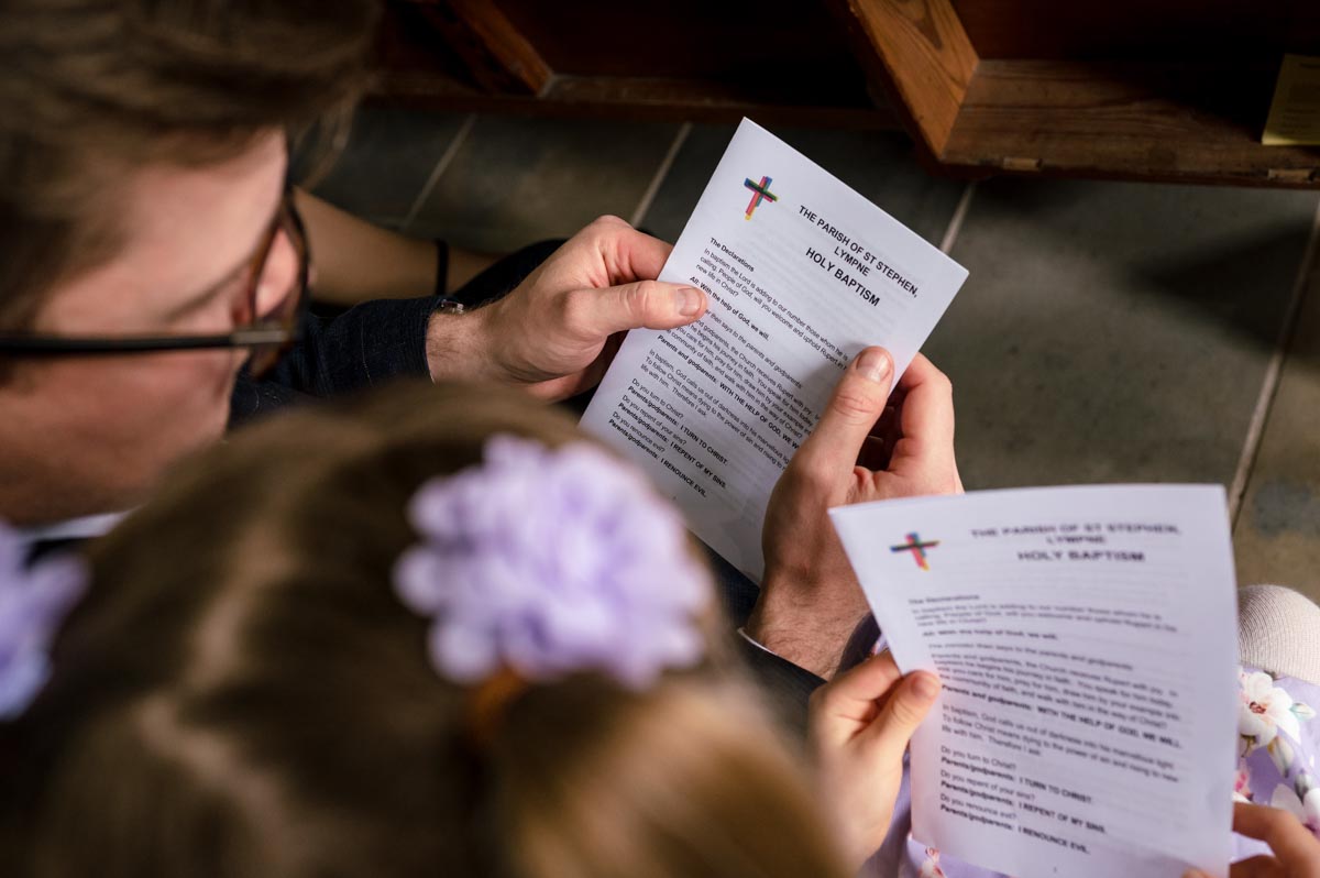 Christening photography Kent. photograph of order of service