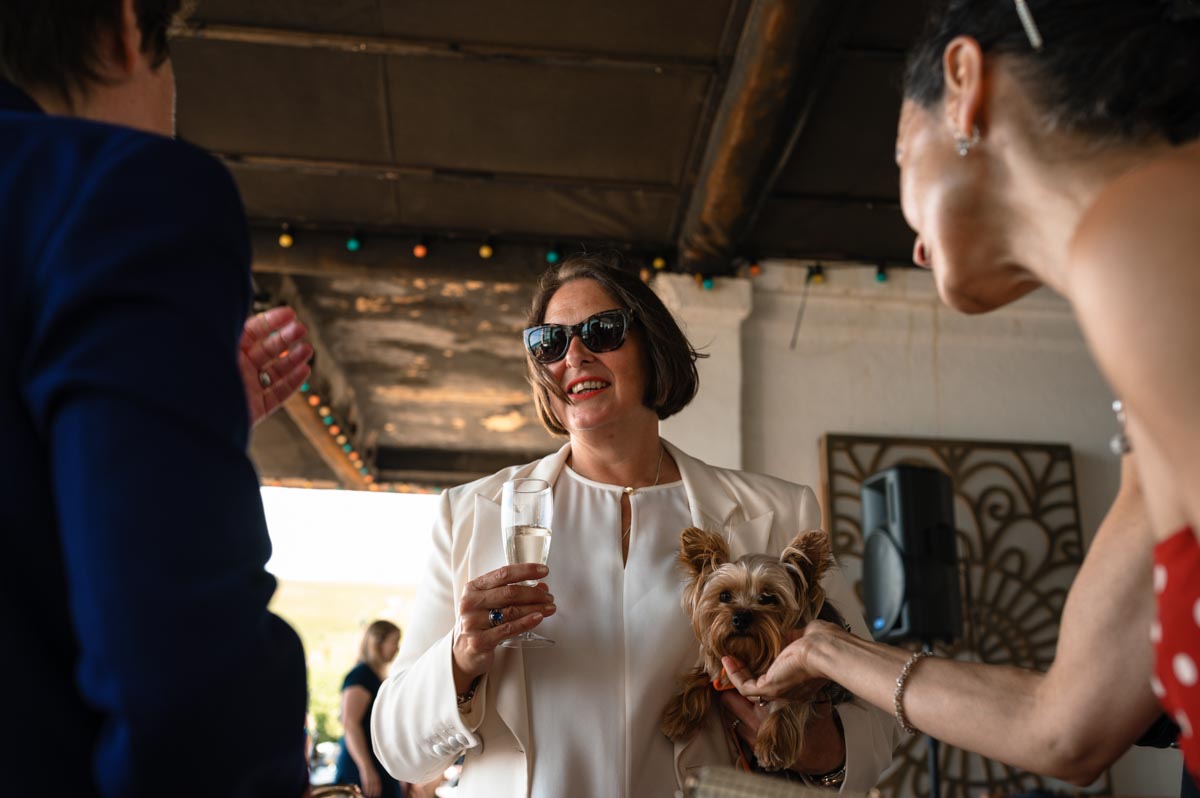 Bride and her dog at her wedding in Brighton