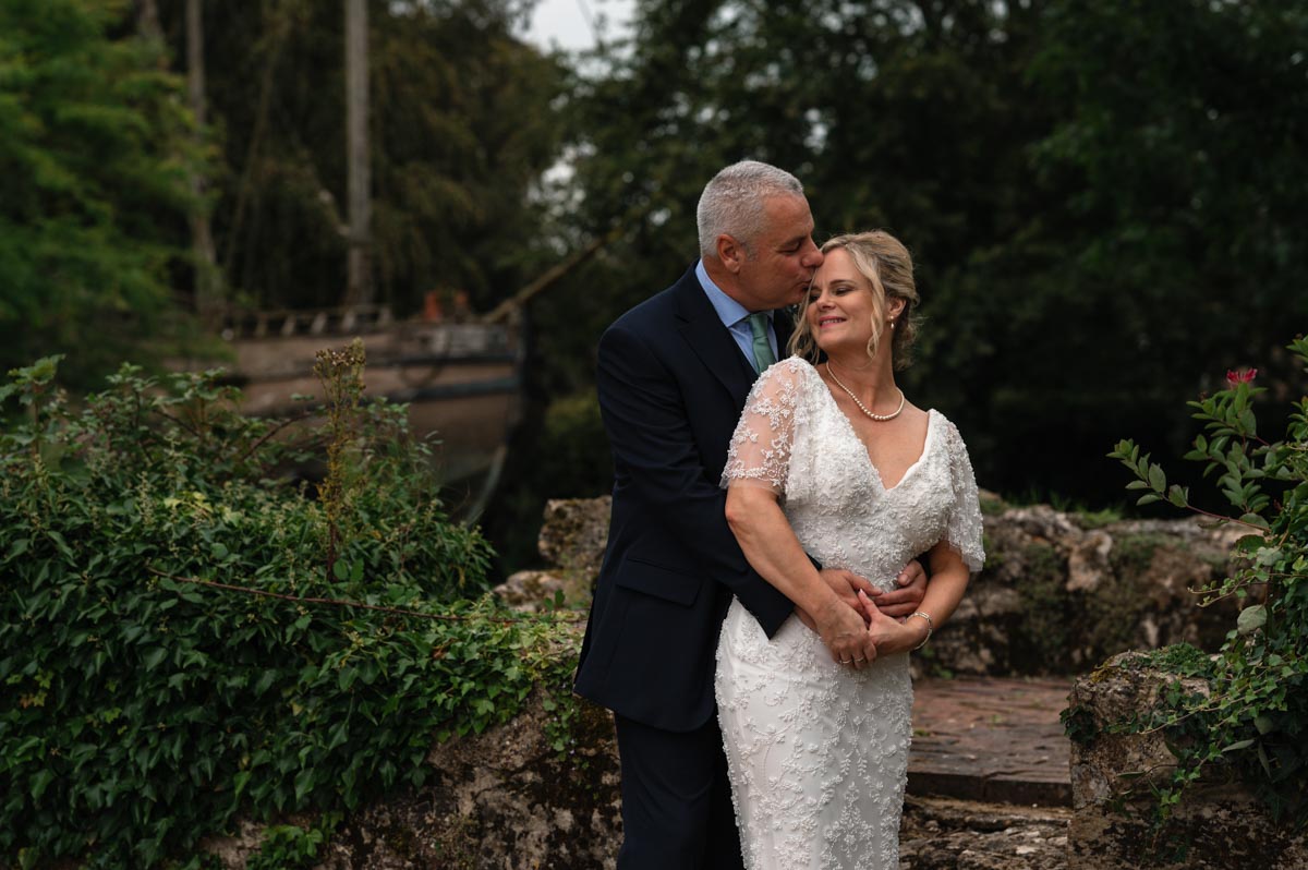 lara and phil photographed together at westenhanger castle wedding venue in kent