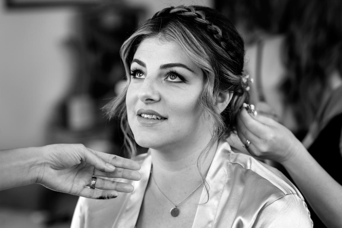 Paige after her bridal make up is finished before her kent wedding at Westenhanger castle