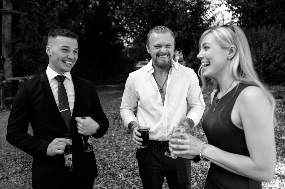 guests enjoying Sarah and James wedding at swallows oast