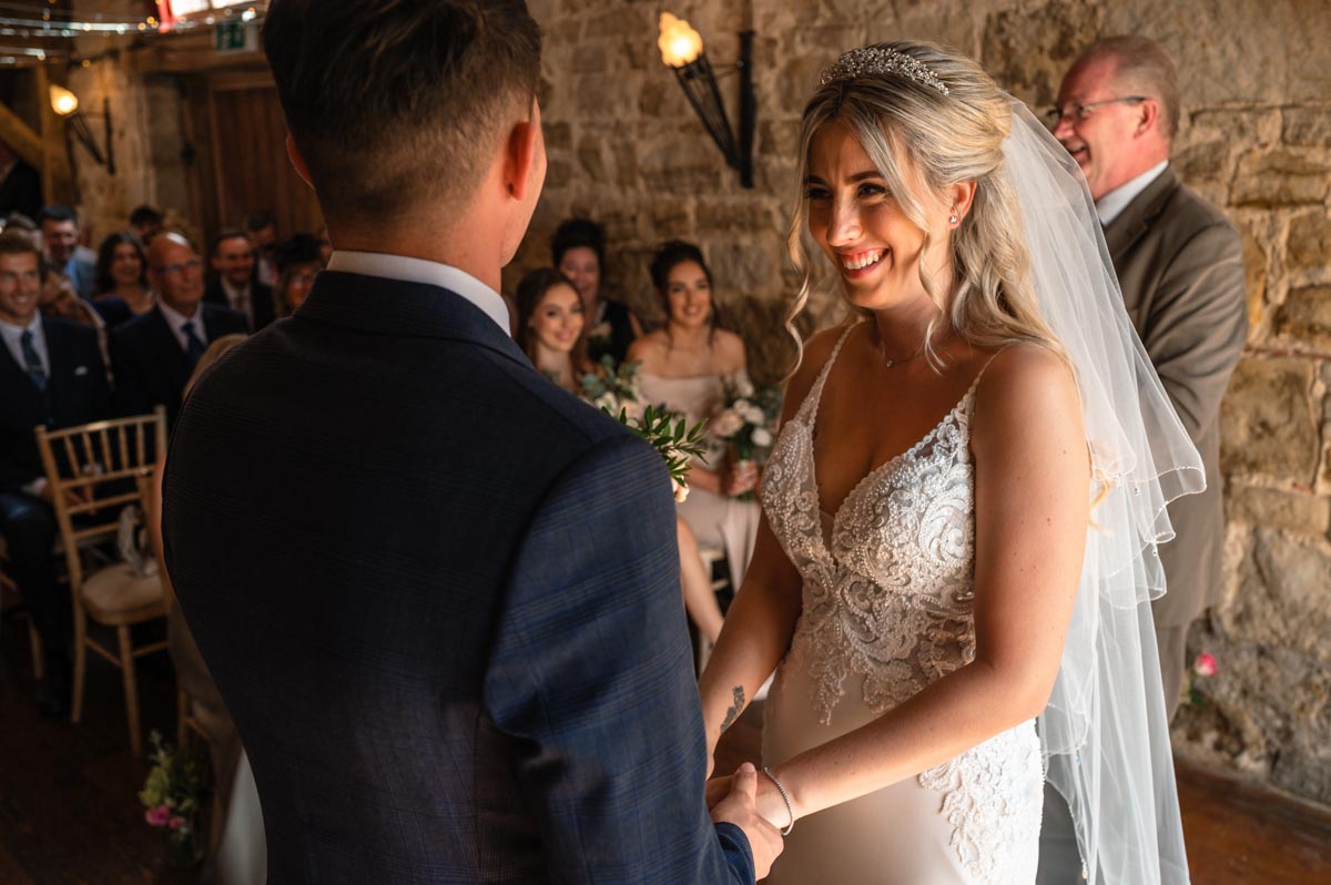 Swallows oast wedding ceremony. Bride and groom.