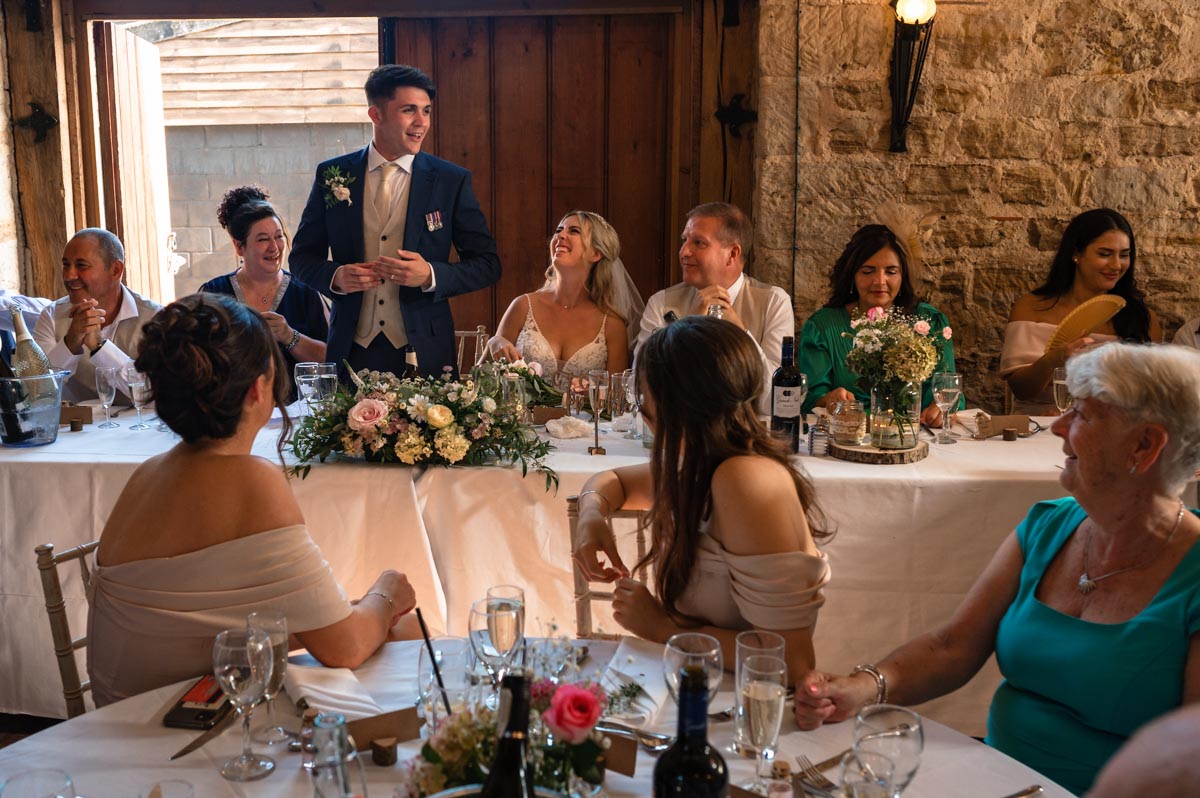 Swallows oast wedding. Groom making his speech