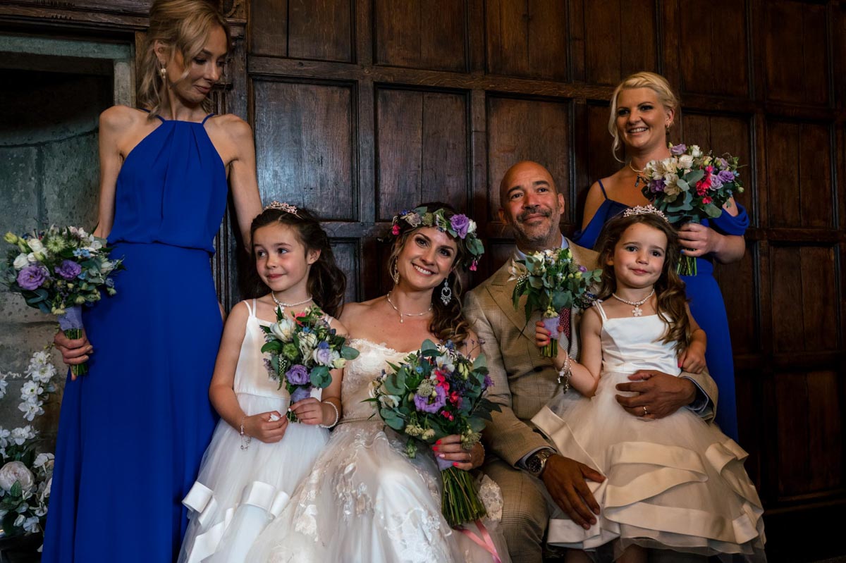 Impromptu group wedding photograph at Archbishop's Palace, maidstone in Kent