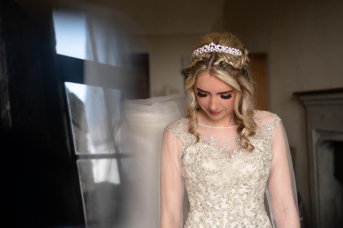 Lympne castle wedding photography. Charley before the ceremony