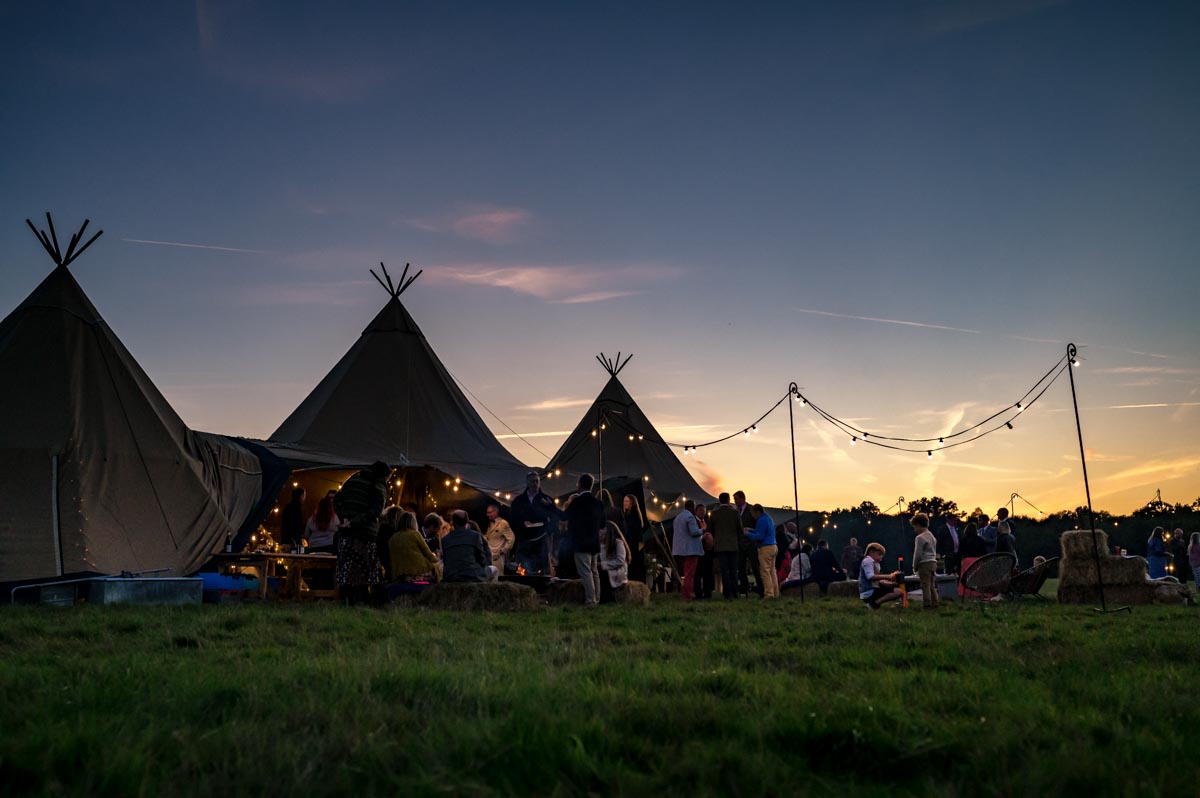 Photograph of Wedding Tipi at dusk