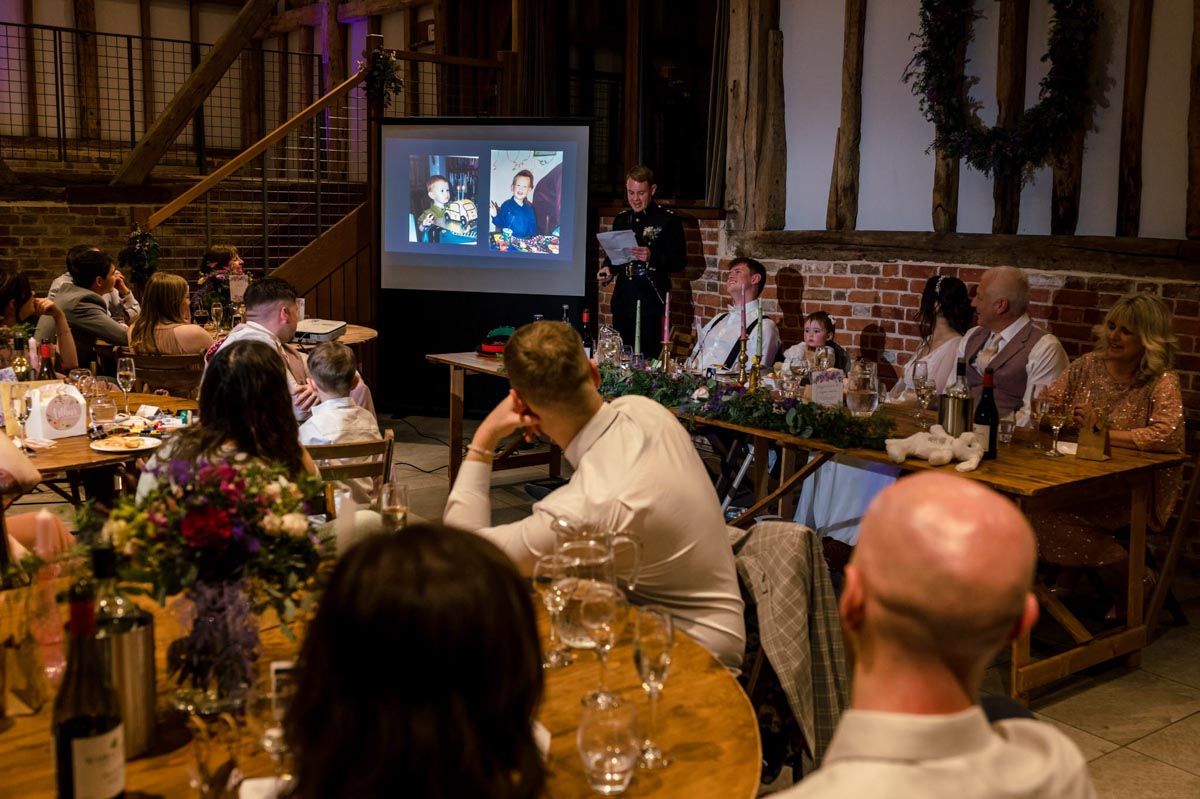 Photograph of wedding speeches