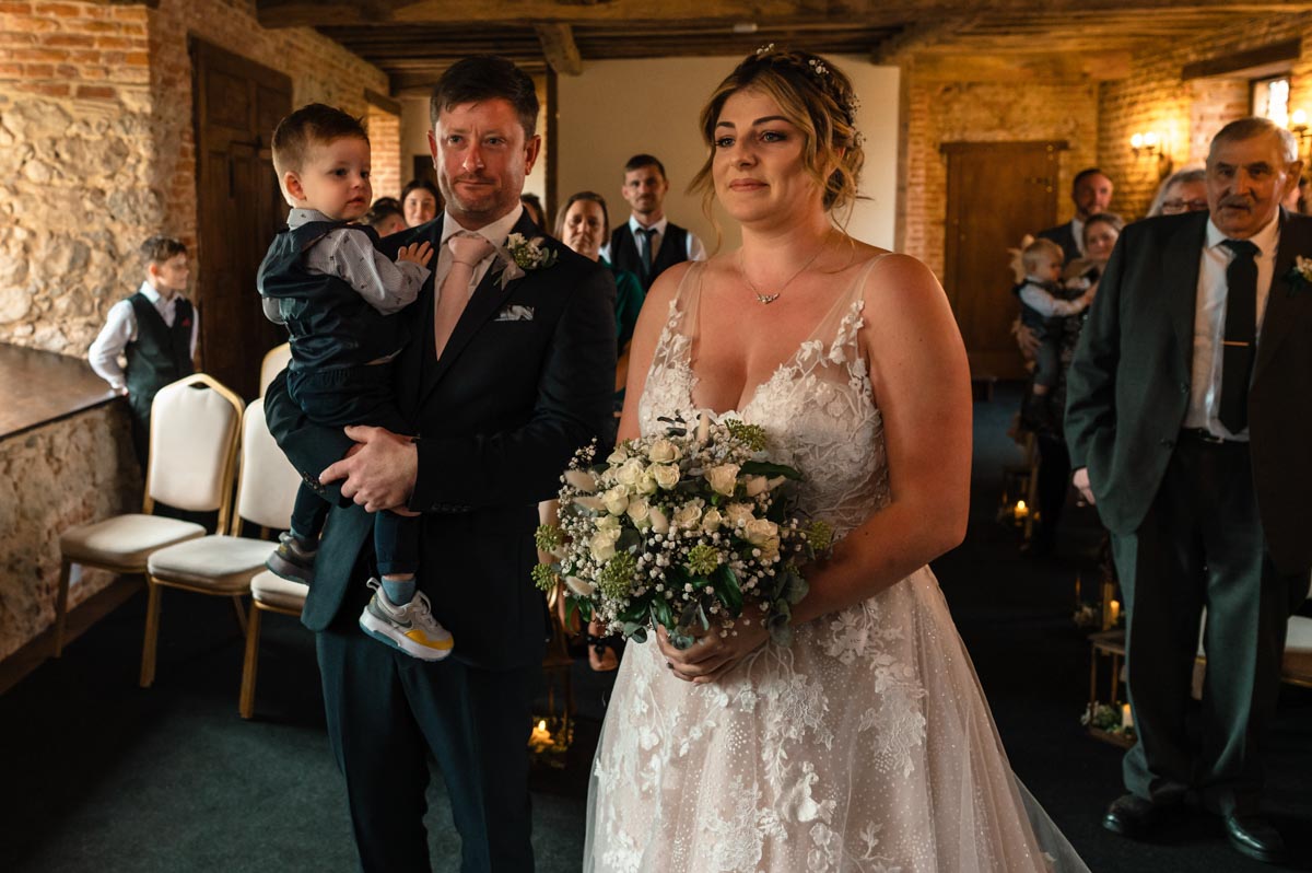 westenhanger castle wedding ceremony indoors. paige and david