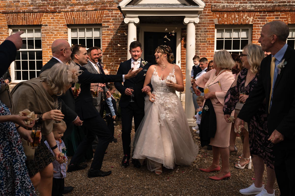confetti photo at westenhanger castle wedding. paige and david