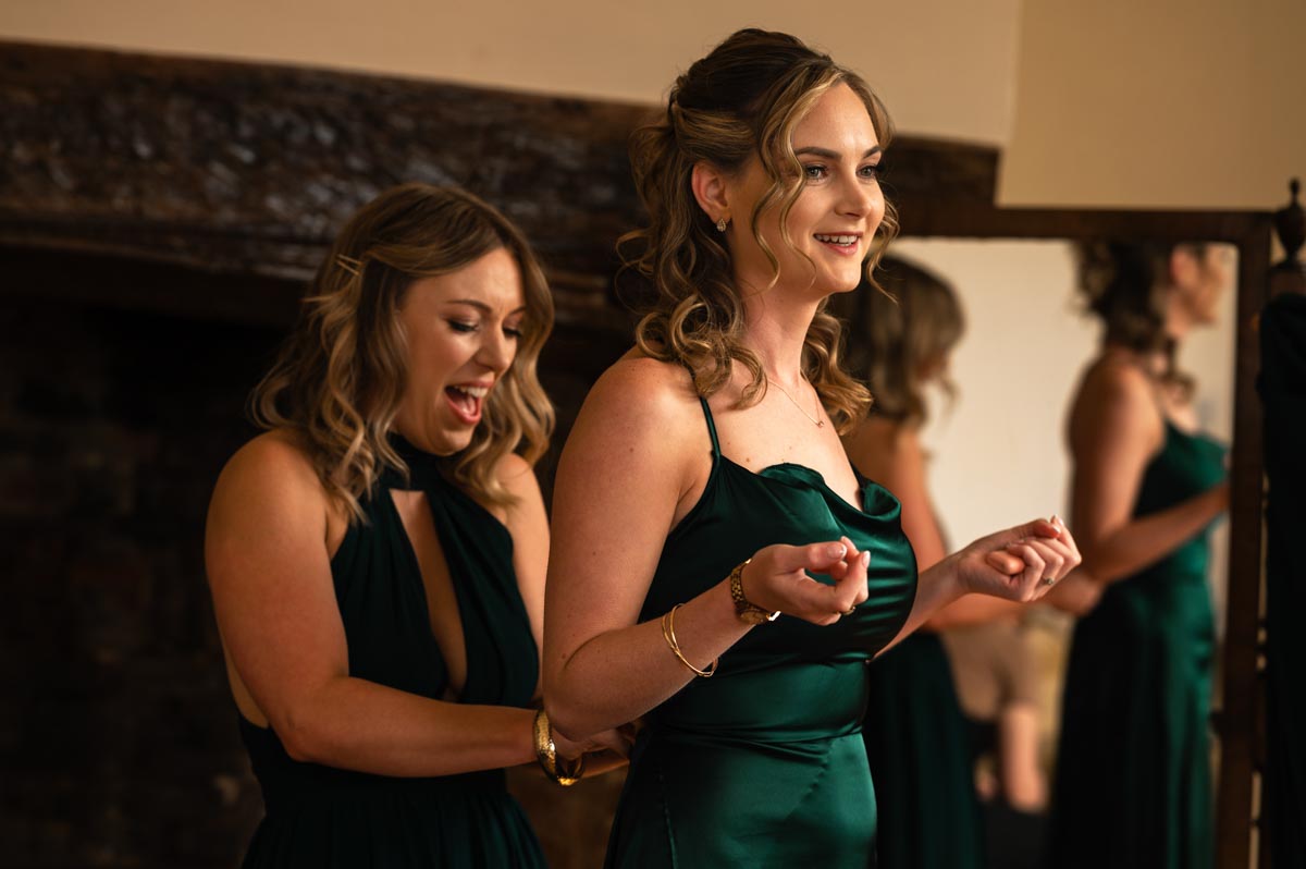 westenhanger castle wedding photography - paige and david. bridesmaids getting ready