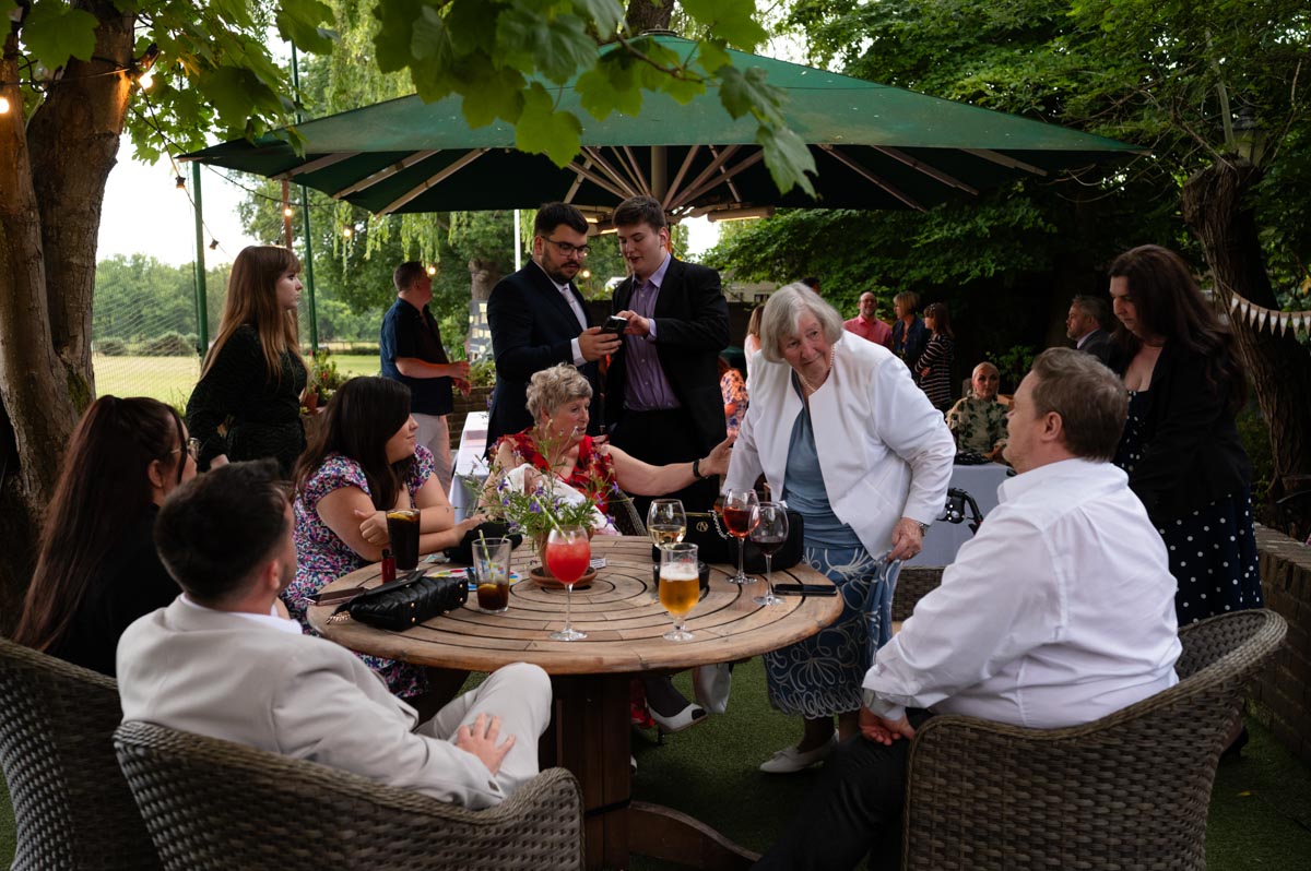 Outdoor wedding drinks at Alison and Pauls reception