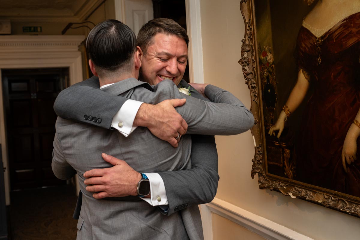James and his best man photographed at Chilston park Hotel wedding